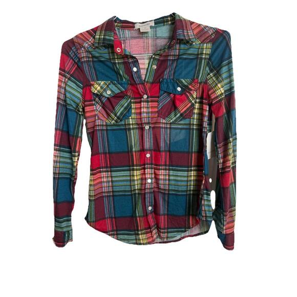 Passport XS Women’s Plaid Pearl Snap Long Sleeved New With Tags - Picture 2 of 9